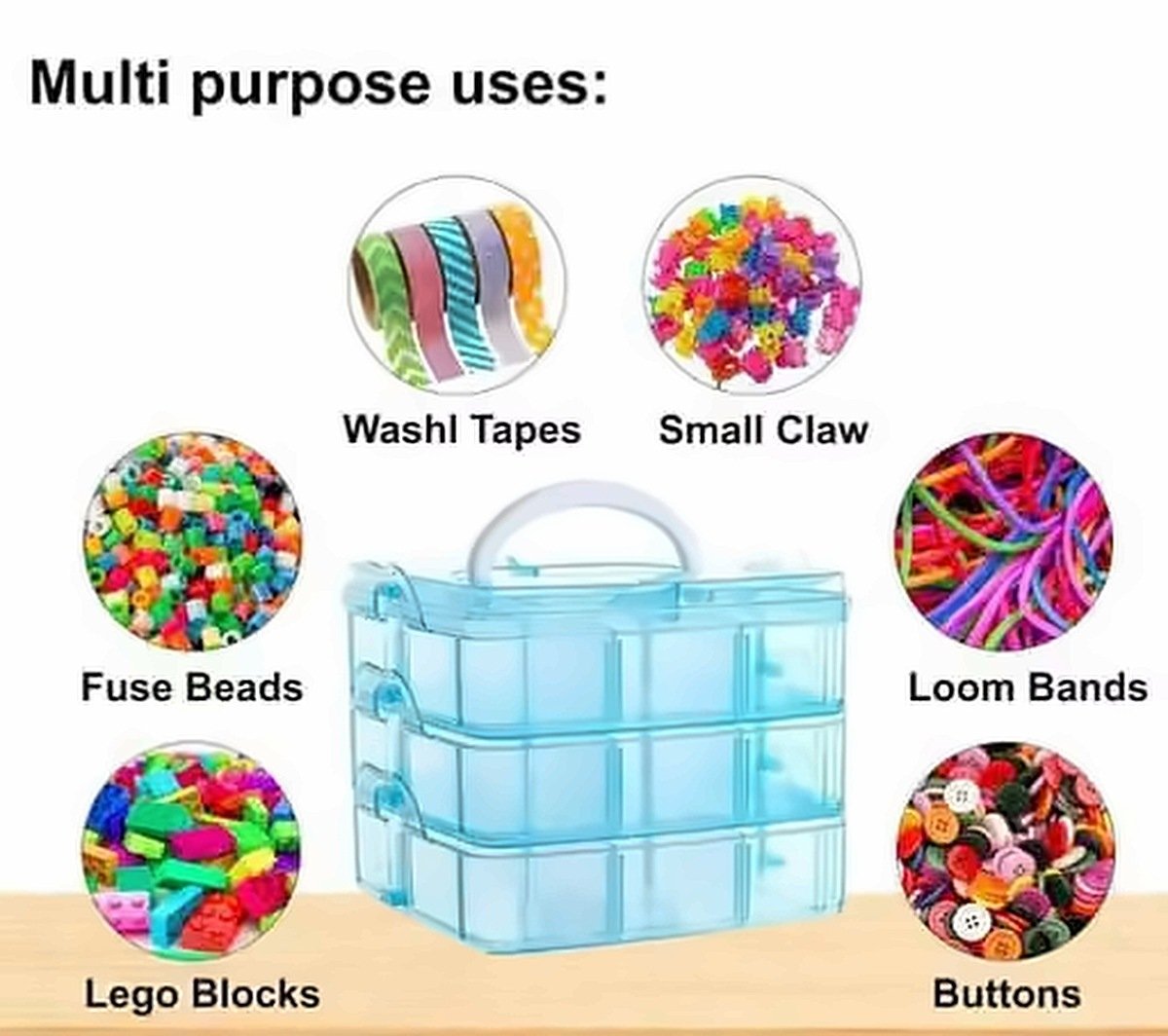 Premium 3-Tier Cosmetic & Jewellery Organizer Case with Carry Handle – Travel-Friendly Makeup Storage Box - Image 3