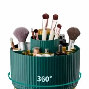 360° Rotating Makeup Brush Holder & Vanity Organizer – Multi-Colour Cosmetic Storage Box