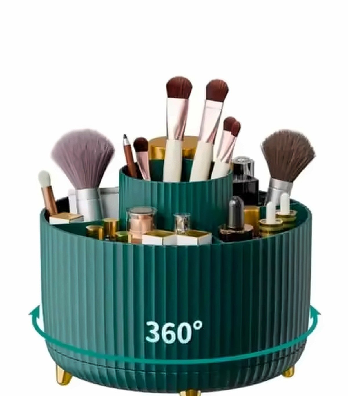 360° Rotating Makeup Brush Holder & Vanity Organizer – Multi-Colour Cosmetic Storage Box