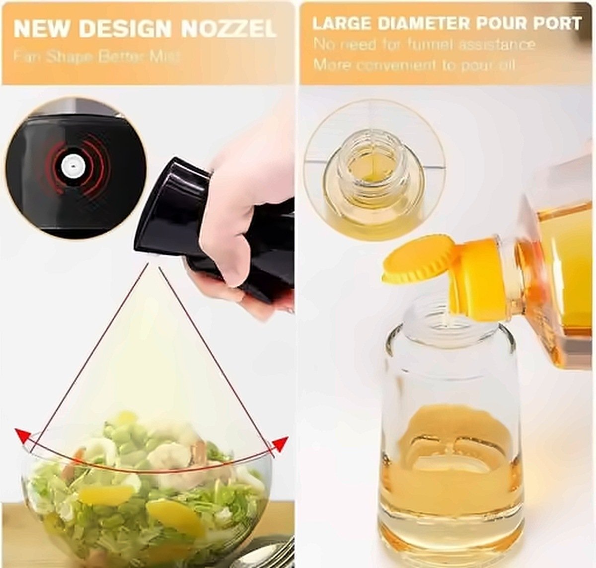Glass Oil Sprayer Bottle for Cooking – Refillable Oil Dispenser with Spray & Pour Function for Kitchen - Image 3