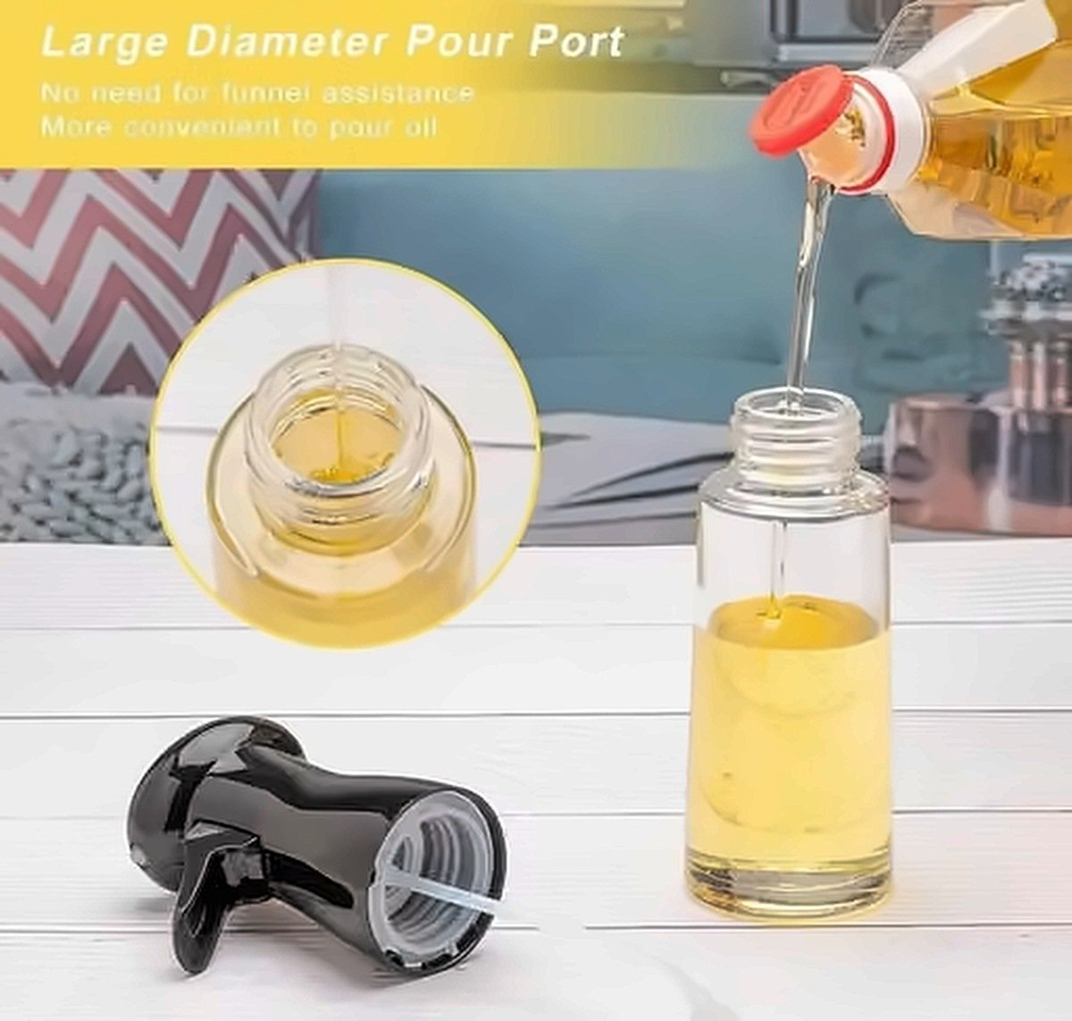 Glass Oil Sprayer Bottle for Cooking – Refillable Oil Dispenser with Spray & Pour Function for Kitchen - Image 4