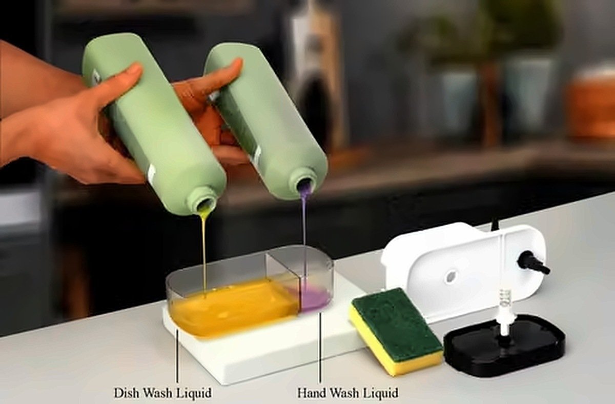 3-in-1 Kitchen Soap Dispenser with Sponge Holder – Liquid Soap Pump for Dishwashing, Kitchen Sink & Bathroom - Image 4