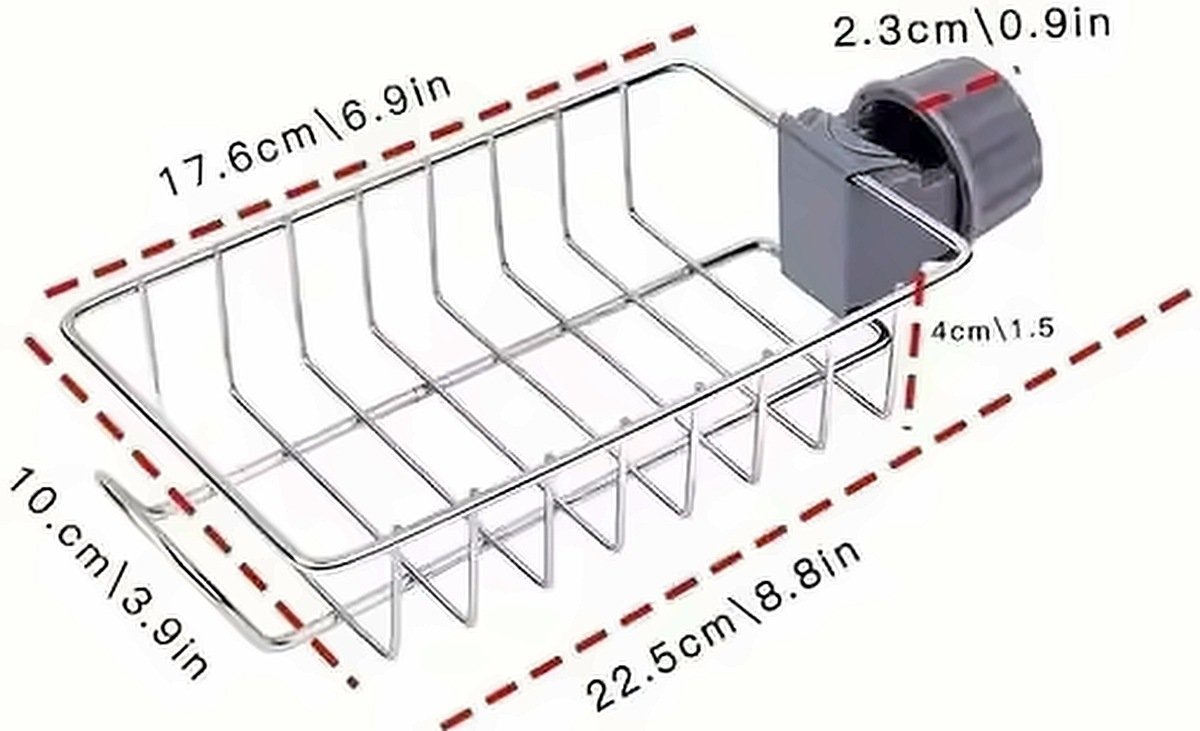 Stainless Steel Faucet Sponge Holder – Over-Faucet Sink Caddy Organizer (Silver) - Image 2